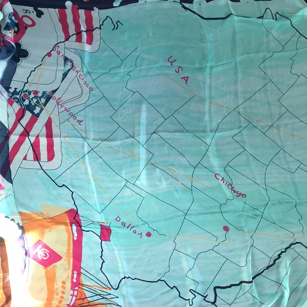 Brand new! Scarf turquoise has the 50 states on it